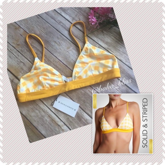 SOLID & STRIPED | Yellow & White Gingham Bikini Top NWT - Picture 1 of 9